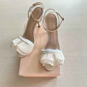Loeffler Randall Estella Pleated Ruffle Heeled Sandals